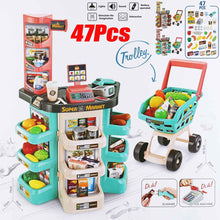 Load image into Gallery viewer, 47 pcs Children Gift Home Buy Supermarket Cashier Funny Kids Pretend Play Learning Educational Cash Register Toy for birthday
