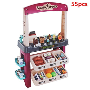 47 pcs Children Gift Home Buy Supermarket Cashier Funny Kids Pretend Play Learning Educational Cash Register Toy for birthday