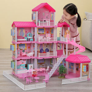 Play House Toys Model Princess Castle Set Dollhouse Model Villa House Children Birthday Gift