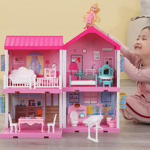Play House Toys Model Princess Castle Set Dollhouse Model Villa House Children Birthday Gift
