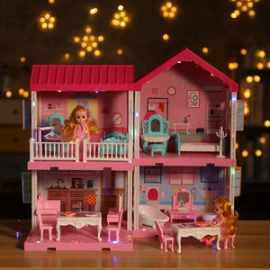 Play House Toys Model Princess Castle Set Dollhouse Model Villa House Children Birthday Gift