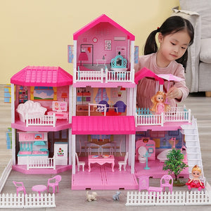 Play House Toys Model Princess Castle Set Dollhouse Model Villa House Children Birthday Gift