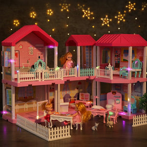 Play House Toys Model Princess Castle Set Dollhouse Model Villa House Children Birthday Gift