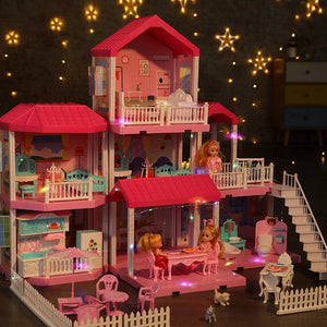 Play House Toys Model Princess Castle Set Dollhouse Model Villa House Children Birthday Gift