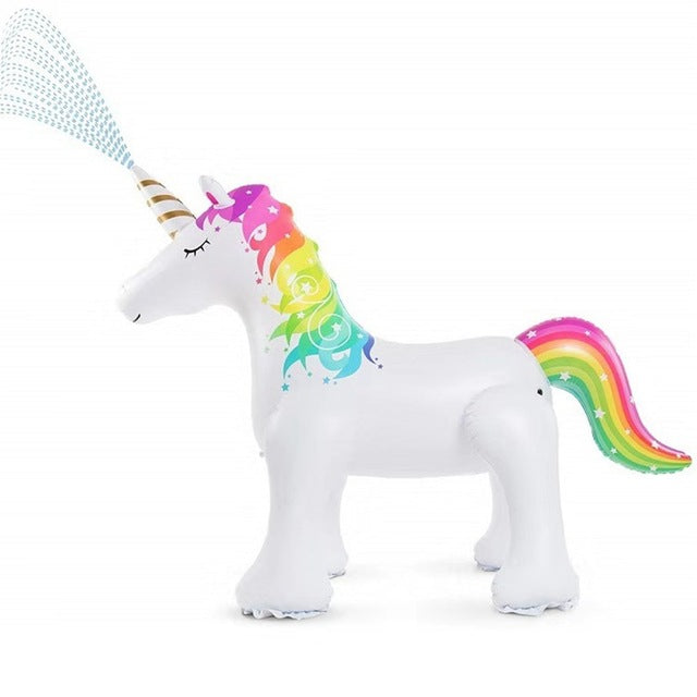 Inflatable Unicorn Water Spray Pool Toys Swimming Float Outdoor Fountain Beach Party Children's Summer Toys