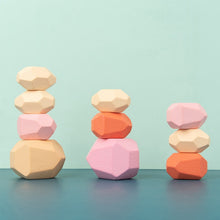 Load image into Gallery viewer, Montessori Educational Wooden Colored Stone Jenga Building Block Toy Creative Nordic Style Stacking Game Rainbow Wooden Toy Gif
