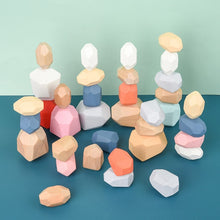 Load image into Gallery viewer, Montessori Educational Wooden Colored Stone Jenga Building Block Toy Creative Nordic Style Stacking Game Rainbow Wooden Toy Gif

